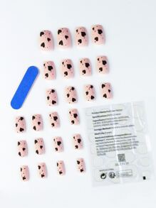 24件貓眼霧面法式中長方形修指甲+1把甲沙+1片果凍膠 - 彩色 - 查看 3