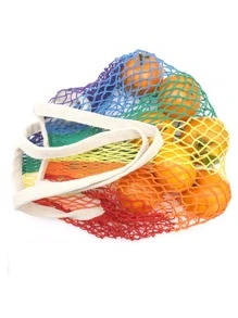 6Colors Shopping Bags Canvas Portable Mesh Net Bag Reusable Foldable Fruit Vegetable Storage Bag Handbag - Multicolor - View 4