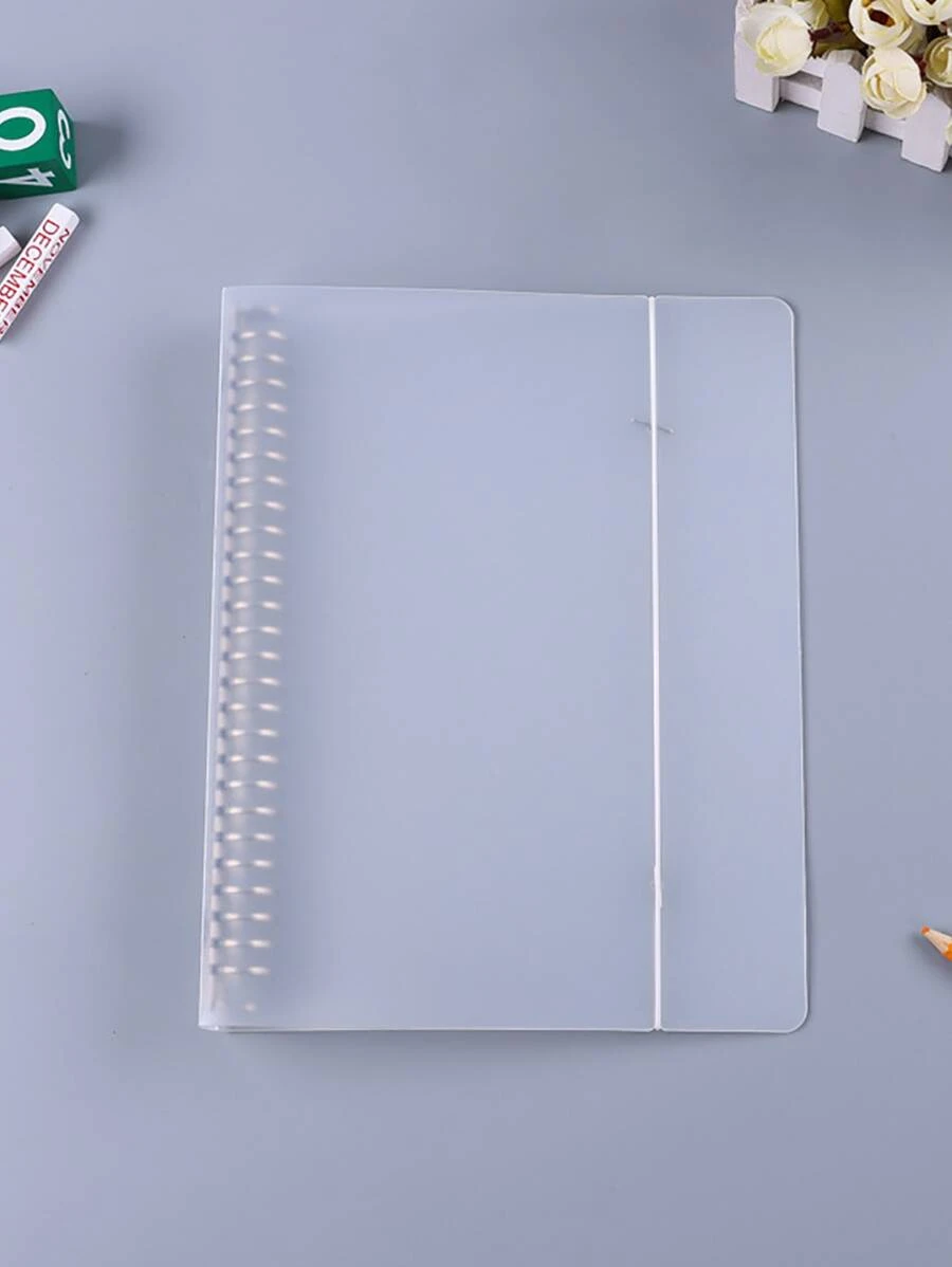 1件透明霧面a4 / A5零件夾帶30 / 6孔。仿石砂質感可拆卸外殼收納夾的零件式筆記本。塑料透明零件式筆記本可配備更厚的替換芯及掛繩。 - 無色 - 查看 1