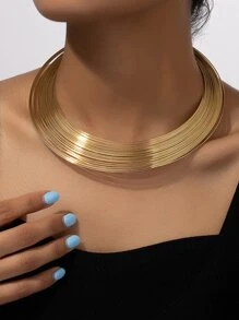 1pc Fashionable Exquisite Metallic Wire Choker Necklace