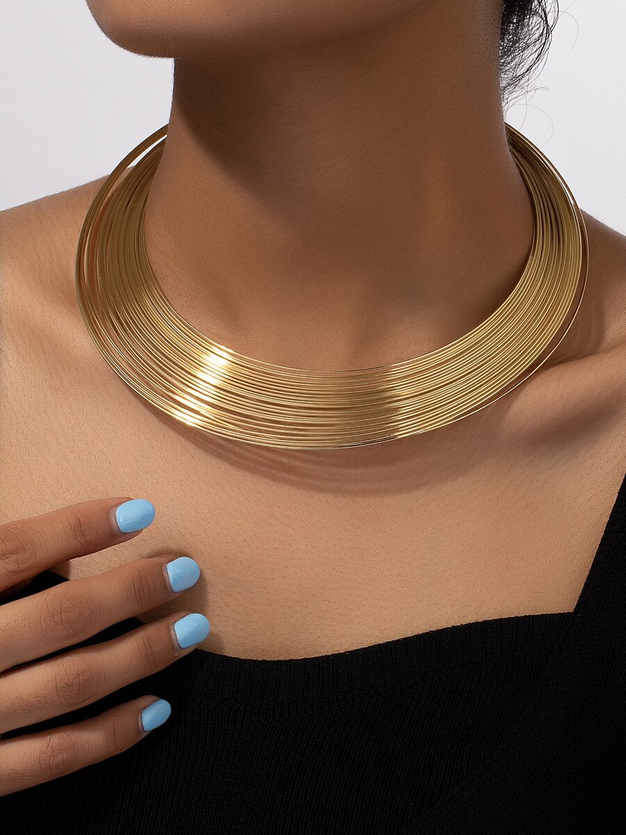1pc Fashionable Exquisite Metallic Wire Choker Necklace