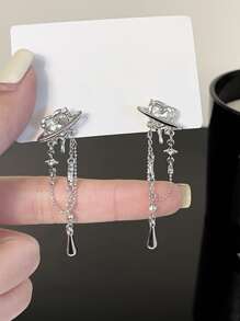 MESTILO 1 đôi Cá nhân hóa Thời trang Kim loại đá Dát Ngôi sao , Tim , Hành tinh & Tua Dangle Hoa tai Đối với phụ nữ - Bạc - Xem 2