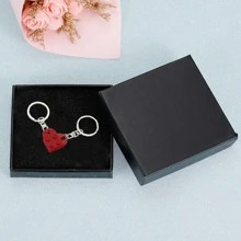 Unicra Brick Couples Keychains Friendship Matching Heart Keychain Set Wedding Anniversary Key Ring for Boyfriend Girlfriend - 紅色 - 查看 5