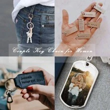 Unicra Brick Couples Keychains Friendship Matching Heart Keychain Set Wedding Anniversary Key Ring for Boyfriend Girlfriend - 紅色 - 查看 6