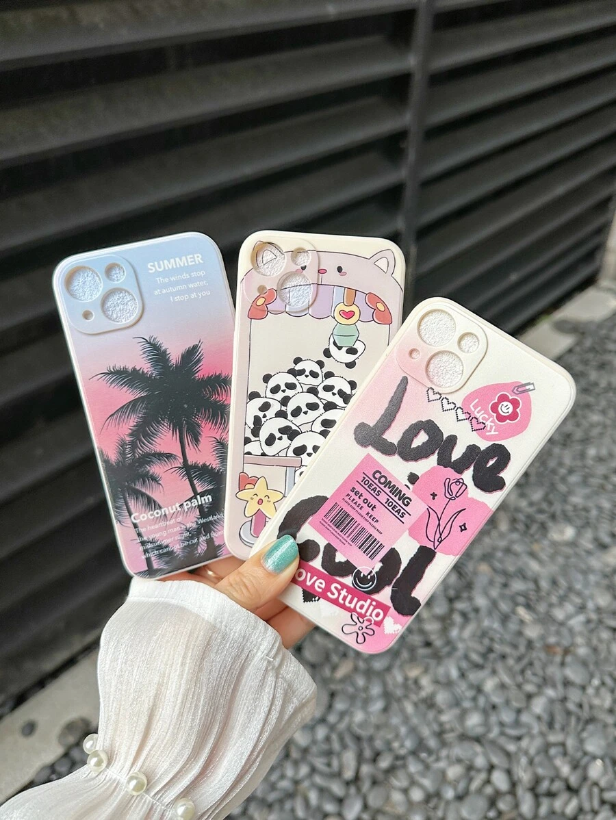 3入組字母圖案手機殼相容於 iPhone15/15Plus/15Pro/15Promax