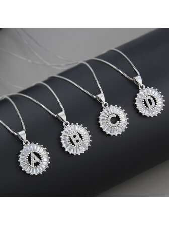 KEJIALAI 奢華立方氧化鋯鍍鉑金字母墜飾吊墜女性最初姓名時尚首飾類吊墜