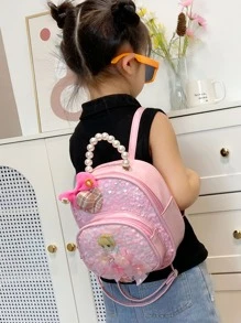 女孩卡通人物圖案亮片裝飾後背包