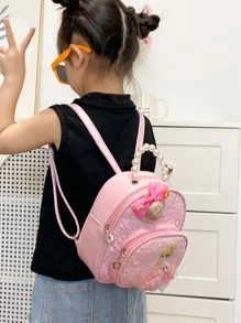 女孩卡通人物圖案亮片裝飾後背包