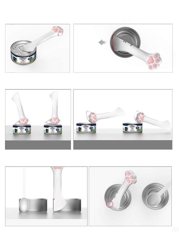 Cat Food Can Opener Spoon, Cat Paw Shaped Tin Can Opener, Wet Food