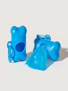 1pc Bone Shape Pet Waste Dispenser + 15pcs Garbage Bags - Blue - View 1