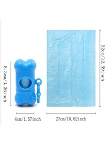 1pc Bone Shape Pet Waste Dispenser + 15pcs Garbage Bags - Blue - View 4