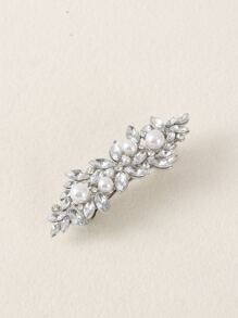 水钻装饰发夹皇家爪夹发卡发夹，学习用品，珍珠发饰 - 銀色 - 查看 1