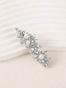 水钻装饰发夹皇家爪夹发卡发夹，学习用品，珍珠发饰 - 銀色 - 查看 3