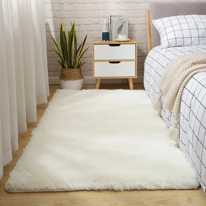 1 bucată covor de noptieră alb pur în stil nordic modern pentru sufragerie, dormitor, tatami, covoraș cu acoperire completă pentru celebrități de internet, decor de cameră