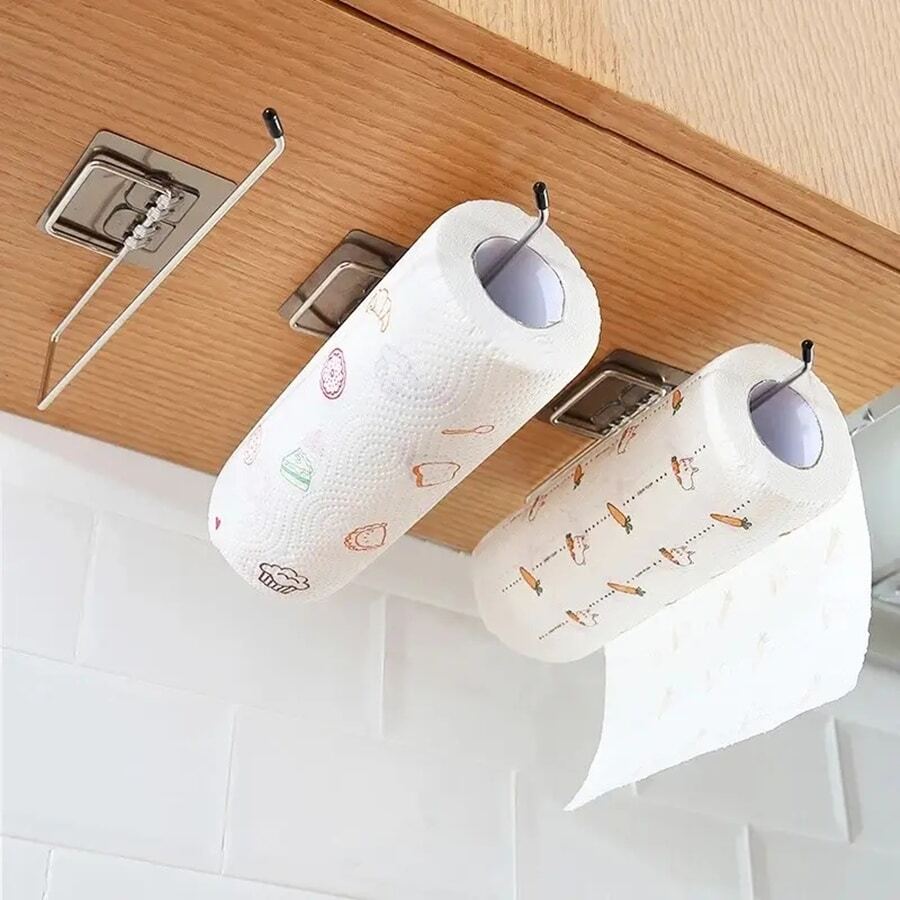 1 Hộp đựng khăn giấy bằng thép không gỉ, Hộp đựng khăn giấy không đục lỗ đơn giản cho nhà bếp - Bạc - Xem 1