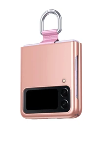 Pink Skin-like Texture Foldable Phone Case With Hanging Rope For Mobile Phone - Pink - View 3