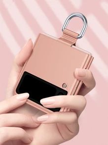 Pink Skin-like Texture Foldable Phone Case With Hanging Rope For Mobile Phone - Pink - View 6