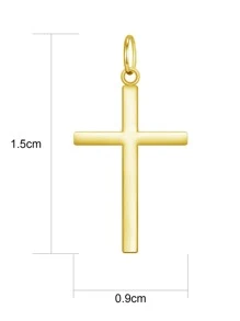 Vòng cổ mặt dây chuyền thánh giá bề mặt nhẵn bằng bạc 925 dành cho nữ, phong cách tối giản, bộ phận làm trang sức tự làm, hiển thị ánh sáng trung thực, hoàn hảo để đeo cho cả nam và nữ, quà tặng trang sức cao cấp - Vàng - Xem 5