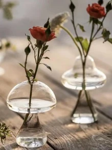 1 Bình Hoa Hình Nấm Trong Suốt, Bình Hoa Thủy Tinh Hiện Đại Trang Trí Nhà - Trong sáng - Xem 1