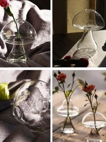 1 Bình Hoa Hình Nấm Trong Suốt, Bình Hoa Thủy Tinh Hiện Đại Trang Trí Nhà - Trong sáng - Xem 5