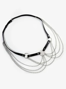 1 Stück Damen Stern Schnalle & Ketten Dekor Punk Taille Kette Für Party Sexy - Schwarz - Übersicht 2