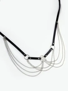 1 Stück Damen Stern Schnalle & Ketten Dekor Punk Taille Kette Für Party Sexy - Schwarz - Übersicht 3