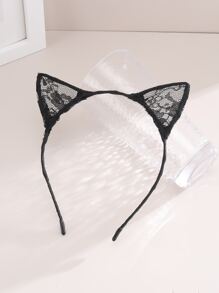 1 băng đô ren tai mèo dễ thương cho tiệc tùng, ngày lễ tình nhân tai mèo - màu đen - Xem 4