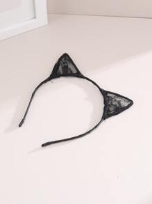 1 băng đô ren tai mèo dễ thương cho tiệc tùng, ngày lễ tình nhân tai mèo - màu đen - Xem 3