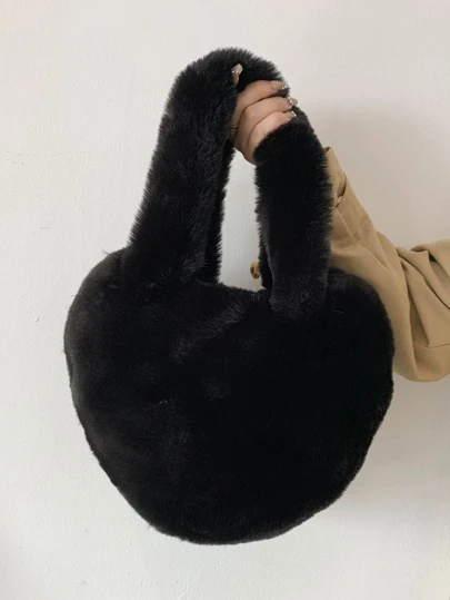 蓬鬆、毛絨、柔軟、毛絨休閒、時尚時尚毛絨心形手提包適合女孩、女士、大學生、新秀和白領秋冬、溫暖冬天、聖誕節、秋季、冬季必備、聖誕禮物、適合派對,舞會, 婚禮