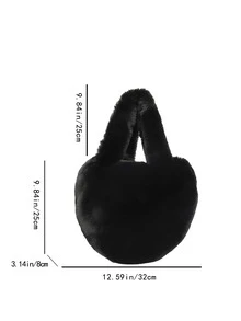 蓬鬆、毛絨、柔軟、毛絨休閒、時尚時尚毛絨心形手提包適合女孩、女士、大學生、新秀和白領秋冬、溫暖冬天、聖誕節、秋季、冬季必備、聖誕禮物、適合派對,舞會, 婚禮 - 黑色 - 查看 3