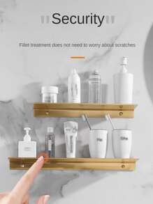 1入組鋁浴室儲物架,簡約風掛壁式貨架收納單元洗衣 - 金色 - 查看 6