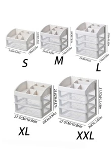 1 Hộp Lưu Trữ Kiểu Ngăn Kéo Để Bàn Trong Suốt Đơn Giản, Hộ Gia Đình & Văn Phòng Nhiều Lớp Đa Chức Năng Sắp Xếp Văn Phòng Phẩm, Kệ Lưu Trữ Để Bàn - trắng - Xem 2