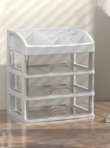 1 Hộp Lưu Trữ Kiểu Ngăn Kéo Để Bàn Trong Suốt Đơn Giản, Hộ Gia Đình & Văn Phòng Nhiều Lớp Đa Chức Năng Sắp Xếp Văn Phòng Phẩm, Kệ Lưu Trữ Để Bàn - trắng - Xem 4