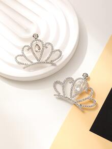 2入組皇冠髮飾鋅合金頭飾水鑽皇冠DIY珠寶製作用品 - 銀色 - 查看 2