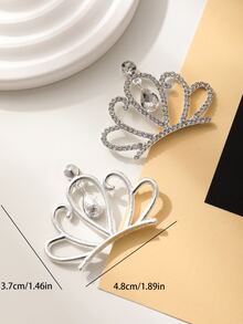 2入組皇冠髮飾鋅合金頭飾水鑽皇冠DIY珠寶製作用品 - 銀色 - 查看 4