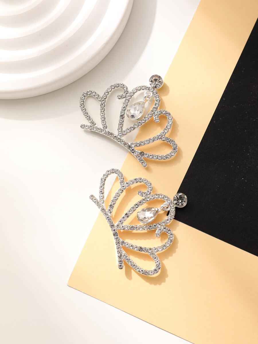 2入組皇冠髮飾鋅合金頭飾水鑽皇冠DIY珠寶製作用品 - 銀色 - 查看 1