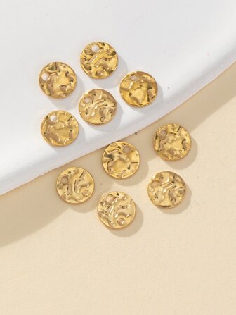 10pcs Vintage Fashionable Circular Stainless Steel Coin Pendant Findings For DIY Jewelry Making (8mm/10mm)