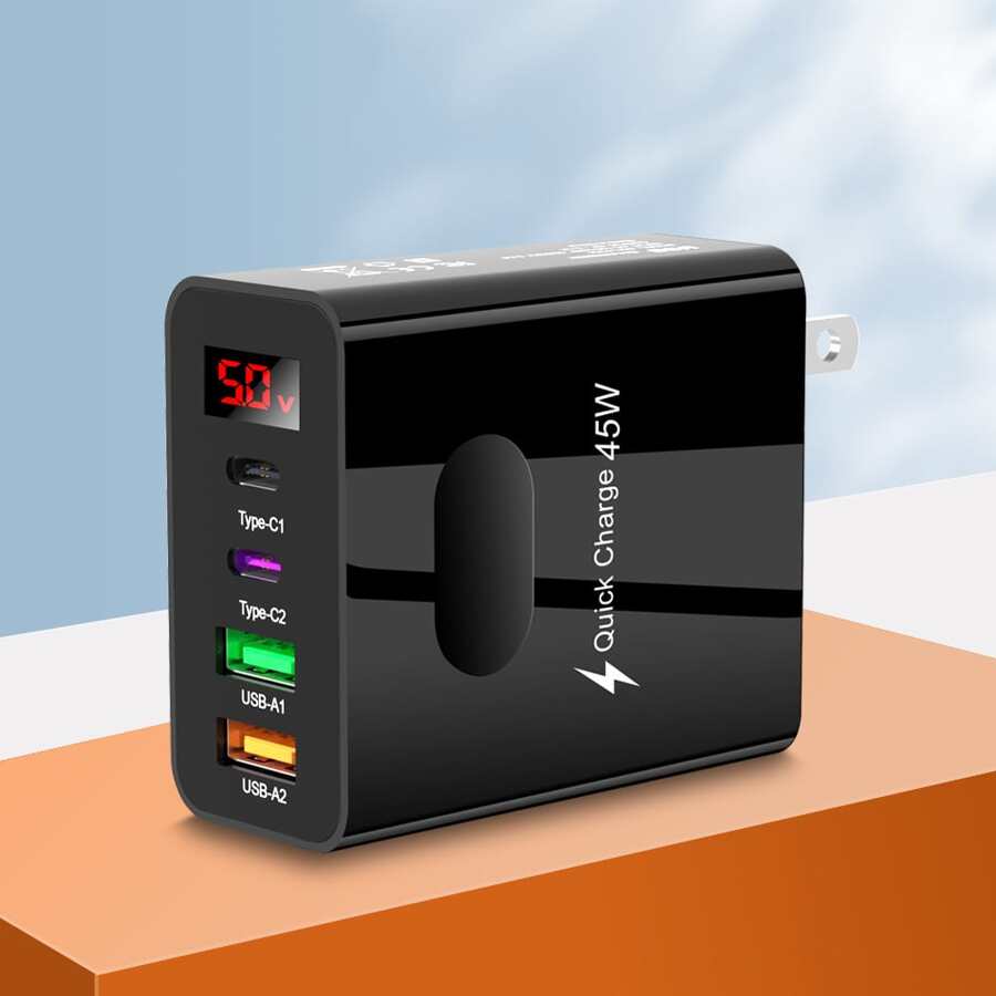 1 pieza Cabeza de cargador pantalla digital multifunción - Negro - Ver 1