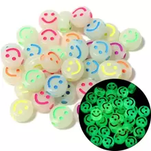 100pcs 0.7cm Diameter Luminous Smiling Face Acrylic Beads, Diy Jewelry Accessories, Glow In The Dark