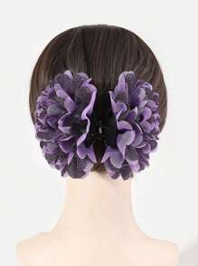 1pc Women's Double Layered Big Flower Hair Accessory Head Flower Decoration - Purple - View 1