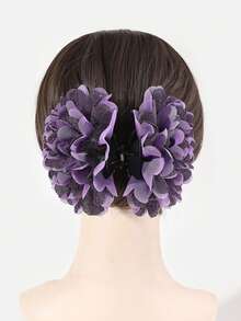1pc Women's Double Layered Big Flower Hair Accessory Head Flower Decoration - Purple - View 2