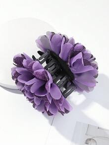 1pc Women's Double Layered Big Flower Hair Accessory Head Flower Decoration - Purple - View 4