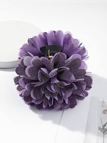 1pc Women's Double Layered Big Flower Hair Accessory Head Flower Decoration - Purple - View 3