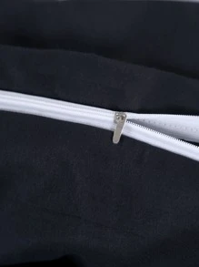 Màu thuần Bộ chăn ga gối Với Đổ đầy , Bao gồm 1 Vỏ chăn Duvet Và 2 Vỏ gối , Nước Có thể giặt được , Chế tạo Của siêu mịn Chất xơ Chất liệu , Mềm mại , Thoáng khí , Dây kéo Khép kín , Phù hợp Giường đôi ( Cỡ lớn ) - màu đen - Xem 2