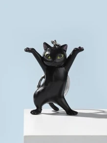 1入組可愛3D卡通跳舞貓鑰匙圈,包吊墜,情侶和生日禮物 - 彩色 - 查看 1