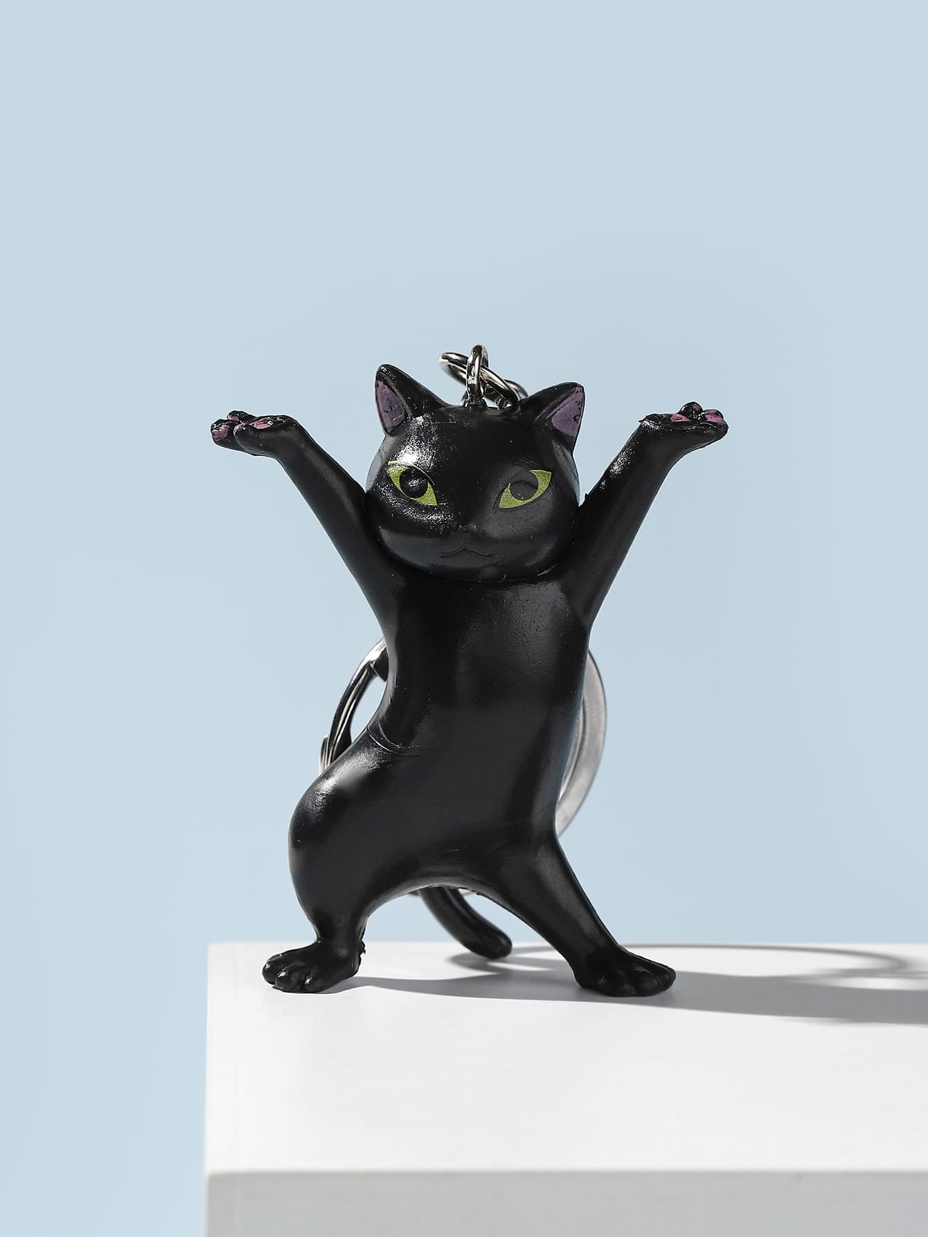 1入組可愛3D卡通跳舞貓鑰匙圈,包吊墜,情侶和生日禮物 - 彩色 - 查看 1