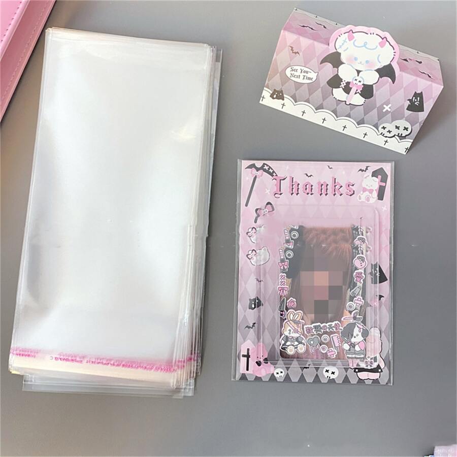 100入組10*21厘米OPP自粘透明袋，用於照片卡和禮品包裝 - 無色 - 查看 1