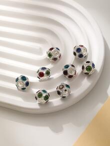 8入組diy雙層和多色立方氧化鋯珠手鍊配件,包括鋅合金吊墜和項鍊吊墜 - 銀色 - 查看 2