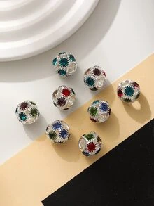 8入組diy雙層和多色立方氧化鋯珠手鍊配件,包括鋅合金吊墜和項鍊吊墜 - 銀色 - 查看 1