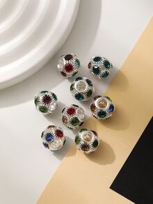 8入組diy雙層和多色立方氧化鋯珠手鍊配件,包括鋅合金吊墜和項鍊吊墜 - 銀色 - 查看 3